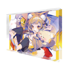 【特別価格】多田野きつね特別展_ぽん豆° アクリルブロック （長方形）