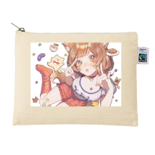 【特別価格】多田野きつね特別展_ちゃんふみ キャンバスフラットポーチ（M）