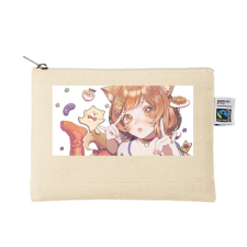 【特別価格】多田野きつね特別展_ちゃんふみ キャンバスフラットポーチ（S）